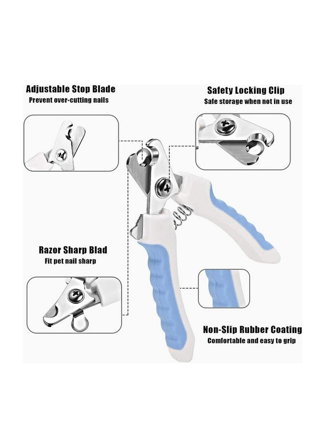 Pet Grooming Combo 4-Piece Kit For Dogs And Cats - Nail Clipper, Self-Cleaning Slicker, Massaging Glove, Stainless Steel Flea Comb - Image 5