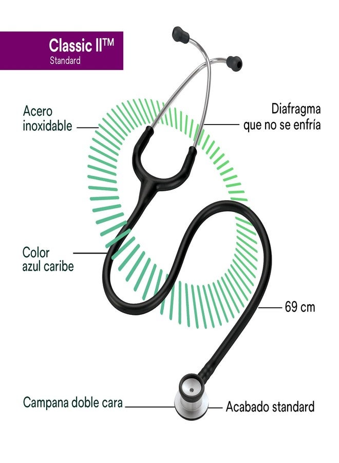Littmann 3M Littmann Classic II Infant Stethoscope, 2114, Stainless Steel Chestpiece, 28" Black Tube - Image 3