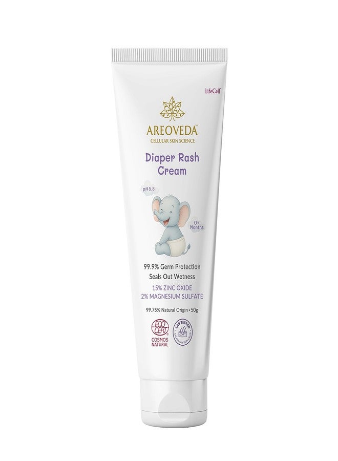 AreoVeda Diaper Rash Cream (50 gm), Suitable for newborns & babies, 15% Zinc Oxide, Prevents & Soothes Rashes from Day 1, Relieves Itchiness & Discomfort - Image 1