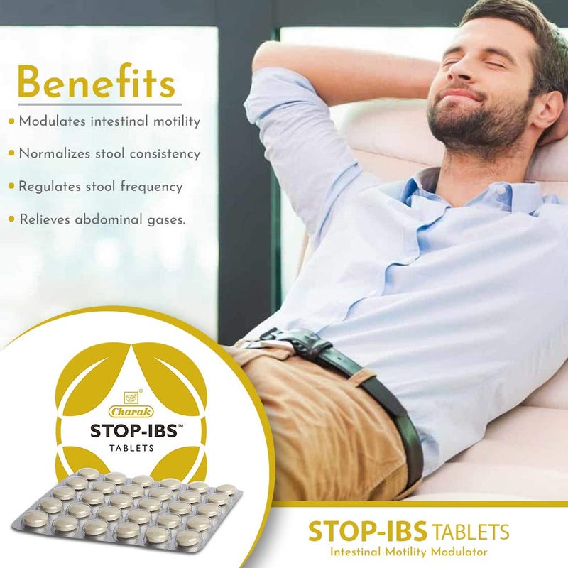 Charak Pharma Stop-IBS Tablet for Relief in Irritable Bowel Syndrome & Relieves Abdominal Gases | Healing Herbs Sunthi, Bilva & Musta (30 tablets) - Image 5