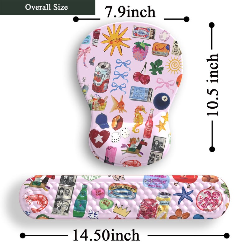 Mechanical Cattle Cute Mousepad with Wrist Rest for Computer Keyboard Mouse Pad Ergonomic Pink Kawaii Mousepad, Best Desk Decor Office Girls Pink Desk 2-in-1 Wrist Support Mouse Pad, Soft Gel Material Anti Slip Bottom - Image 5
