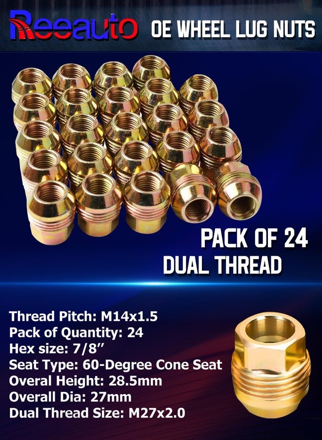 Reeauto Set of 24, M14x1.5 OEM Factory Wheel Lug Nuts Replacement for Sliverado Sierra 1500 Yukon Avalanche Suburban Express 1500 C1500 K1500 Escalade Traverse Yukon 14mmx1.5 Studs with 6 Lug or 5 Lug Wheel - Image 4