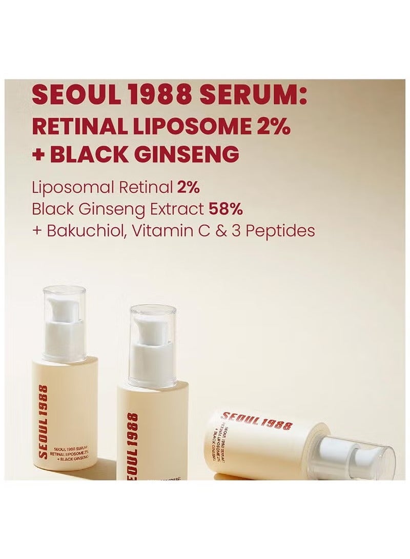 K-SECRET SEOUL 1988 Retinal Serum: 2% Retinal Liposome Black Ginseng Niacinamide Bakuchiol Vitamin C & 3 Peptides for Wrinkle Care Anti Aging - Korean Skincare Fragrance Paraben Cruelty Free 30mL - Image 3