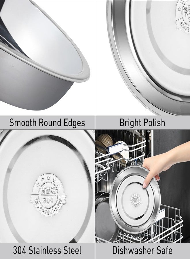 Enjamyo 304 Stainless Steel Round Plates,Dinner Plates Dish,9 Inch Metal Camping Plates for BBQ,Snack,Salad,Appetizer,Fruit,Cookies,Pack of 6 - Image 3