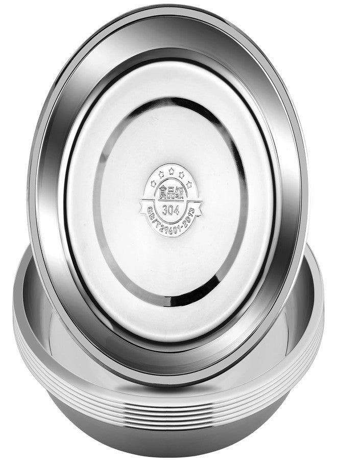 Enjamyo 304 Stainless Steel Round Plates,Dinner Plates Dish,9 Inch Metal Camping Plates for BBQ,Snack,Salad,Appetizer,Fruit,Cookies,Pack of 6 - Image 1
