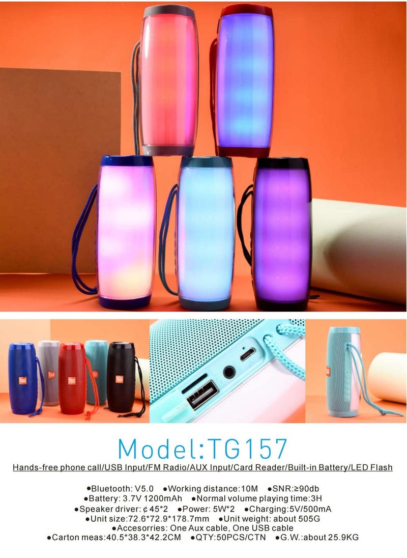 TG Bluetooth Speaker, Dual Pairing Portable Outdoor Subwoofer Booming Bass Speaker For TV/ Tablet/ Phone/ PC, 3.5mm Audio Cable/ TF Card/ USB, 1200mAh Battery  Loud Stereo  - Image 4