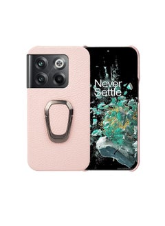Case Cover For For OnePlus Ace Pro Ring Holder Litchi Texture Genuine Leather Phone Case(Pink)