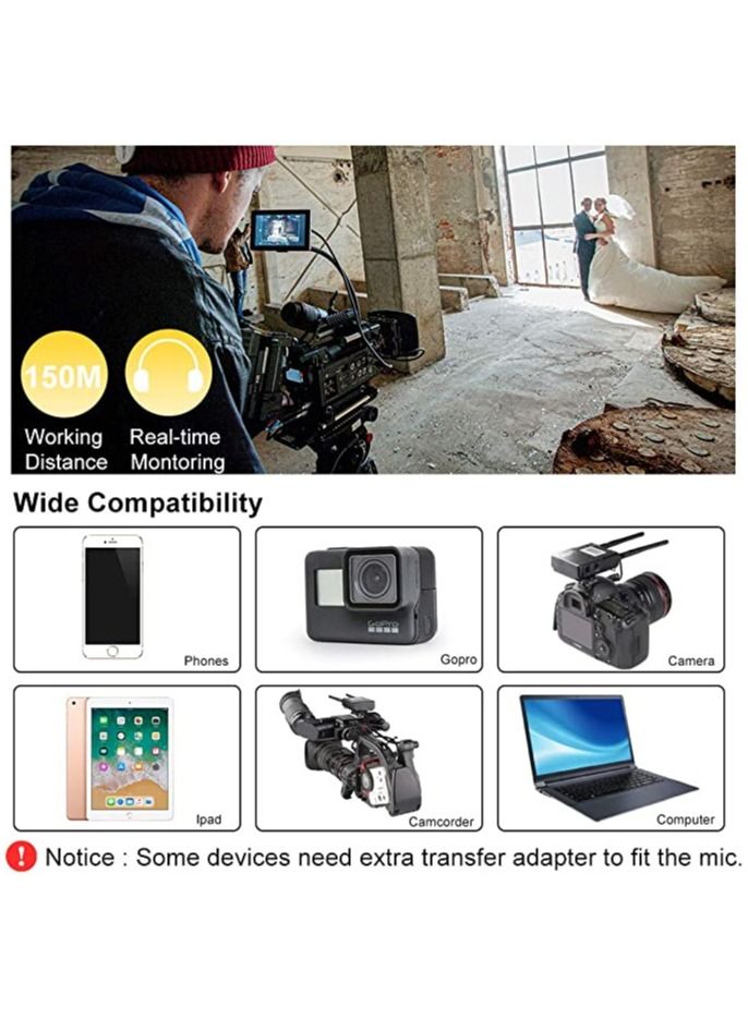 LENSGO LWM-338C Metal 99-Channel Professional Omnidirectional Wireless Lavalier Microphone System UHF Dual Transmitter and 1 Receiver Wireless Lav Lapel Mic for Camera DSLR Smartphone Video Recording