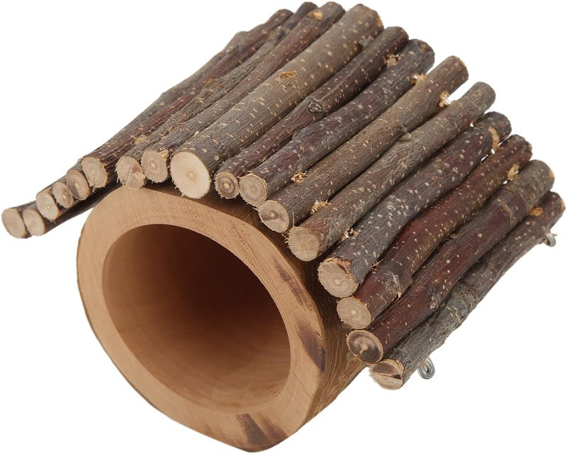 Zerodis Wooden Hamster Tree Tunnel, Applewood Small Pet Hideout, Natural Wood Shelter for Ferrets, Gerbils, Small Animals - Image 1