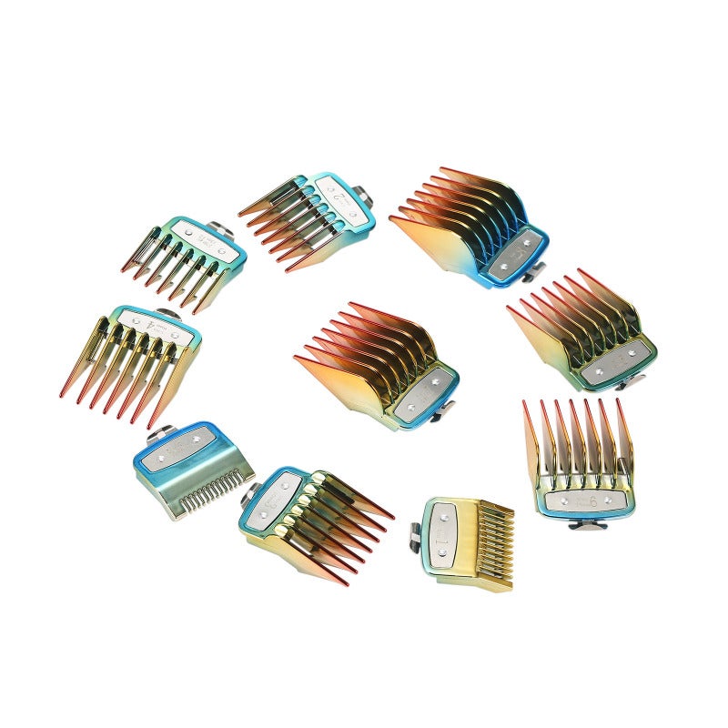 Hair Clippers Guide Combs 10-Piece Multicolor ABS Set Durable Easy Attachment Styling Tools - Compatible with WAHL Electric Hair Clippers for Grooming Trimming - Image 4