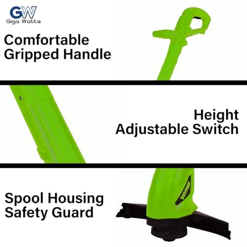GIGAWATTS 250W Corded Grass Trimmer 22cm Cutting Diameter Portable Electric String Cutter Machine with Twin Line Bump Feed Spool Compatible with 1 mm Trimmer-Line for Lawn Edges Trimming Garden Patio - Image 4