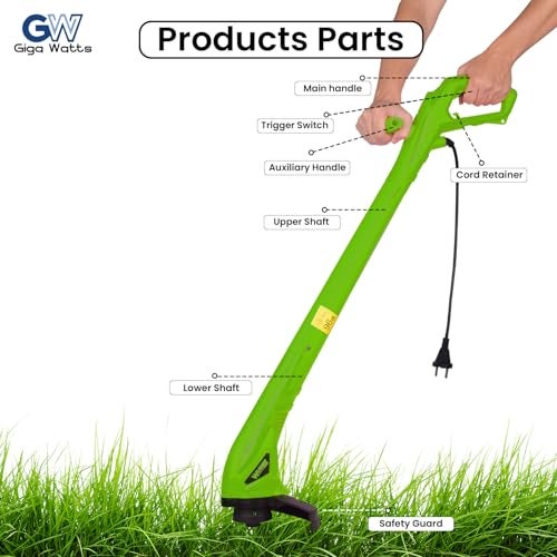 GIGAWATTS 250W Corded Grass Trimmer 22cm Cutting Diameter Portable Electric String Cutter Machine with Twin Line Bump Feed Spool Compatible with 1 mm Trimmer-Line for Lawn Edges Trimming Garden Patio - Image 2