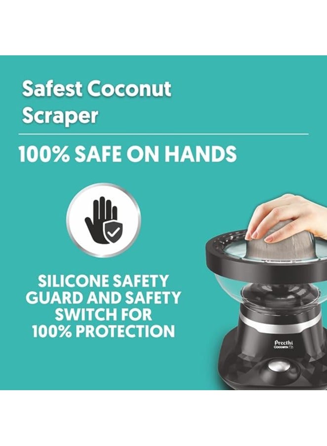 Preethi Cocosta Kp001 Coconut Scraper&Citrus Juicer,100% Safe Dual Protection Scraper With Safety Switch&Silicon Cap, Spillage Free Collection Bowl,100 Watt  - Image 2