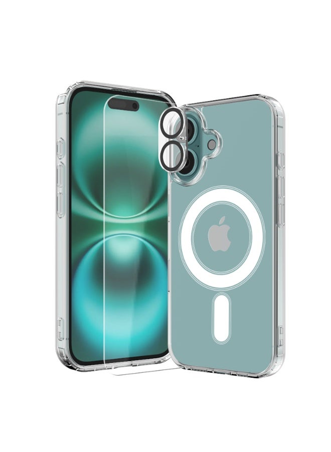 MMG 3-in-1 Heavy Duty Protection Magsafe Case for iPhone 16 Plus| 360° Anti-Shock Protection | Magsafe Cover Case | Lens Protection | 9H Glass Screen Protector - Image 2