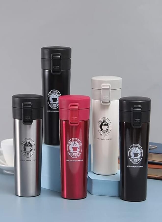 DOOMSDAY 1 Piece Coffee Tumbler Travel Mug Vacuum Insulated Thermal Cup with One-Touch Bounce Screw Lid Keep Hot and Cold Maintain Stainless Steel Spill Proof Mug (380 ml)