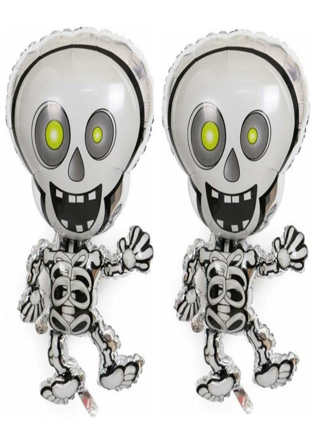 Fun Affairs Halloween Theme Prop Foil Balloons, Skeletons Spooky Ghost Skull Balloon for Party Decorations Indoor and Outdoor, 2 Pc, Silver - Image 4