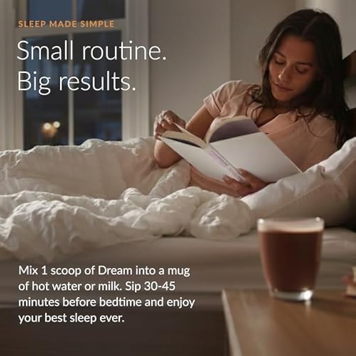 Beam Dream Sleep Powder – Sleep Aid for Adults with Melatonin, Magnesium, L-Theanine, Reishi Mushroom & Apigenin Sleep Supplement, Sleepy Cocoa Bedtime Drink Mix, Sea Salt Caramel Flavor, 30 Servings - Image 4