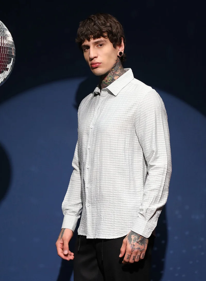 CAHOOT  Men's Light Mint Green Grid-Tactura Shirt for Men | Best Price UAE