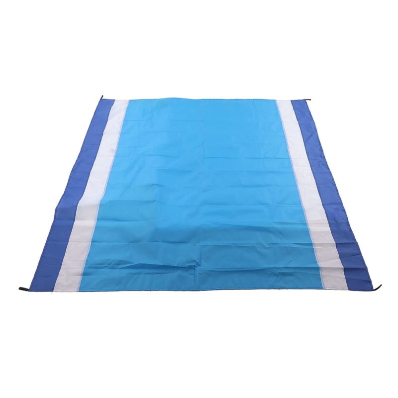 Picnic Mat Waterproof Foldable Sand Prevention Oversized Beach Mat Portable For Travel Camping Blue White Stripes Medium - Image 2
