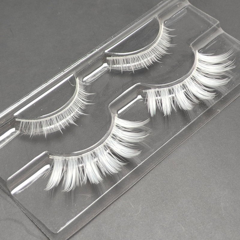Luwigs White False Eyelashes Cosplay Halloween White Lashes Extension Tools Reusable Natural Looking Anime Makeup Masquerade Party - Image 1