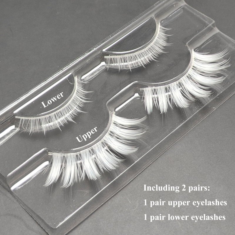 Luwigs White False Eyelashes Cosplay Halloween White Lashes Extension Tools Reusable Natural Looking Anime Makeup Masquerade Party - Image 2