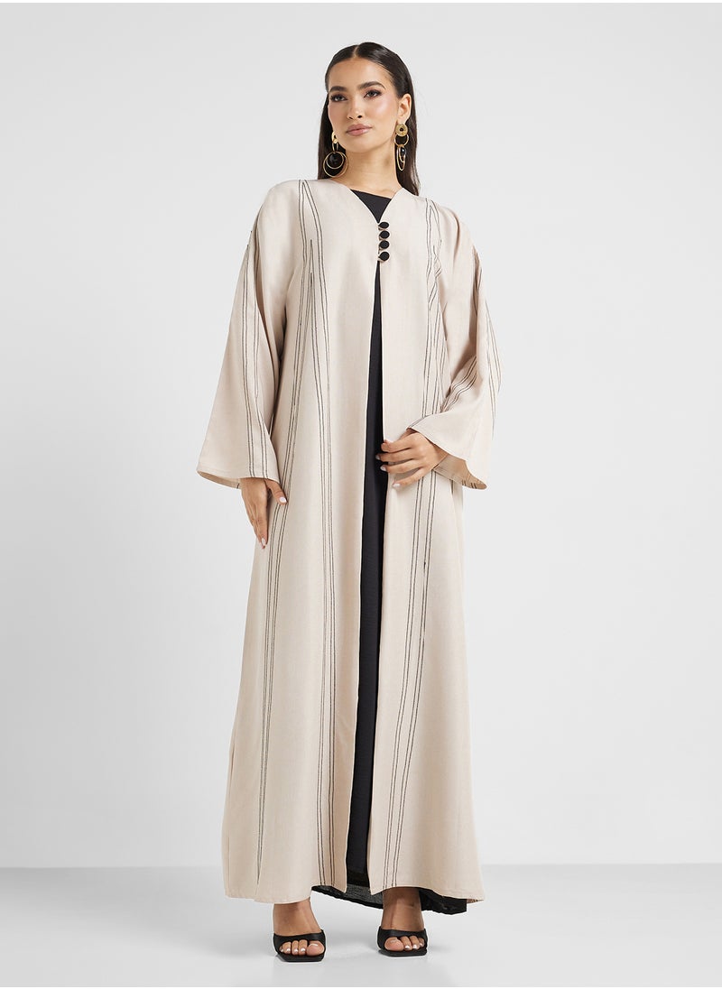 hayas closet V-Neck Buttoned Flared Sleeve Abaya  - Image 5