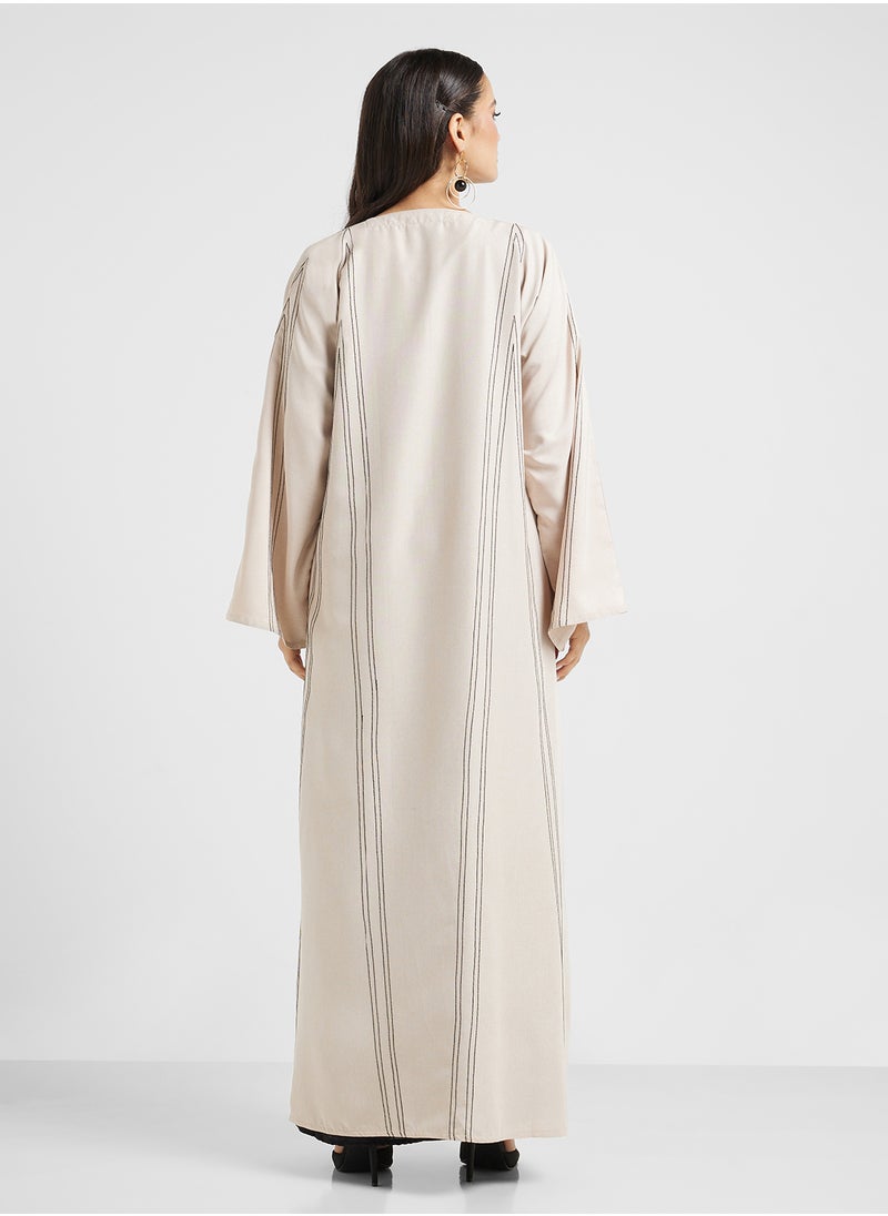 hayas closet V-Neck Buttoned Flared Sleeve Abaya  - Image 2