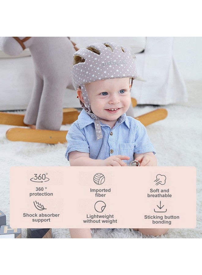 ESUPPORT Baby Adjustable Helmet Kid Soft Cushion Harnesses Cap Toddler Infant Hat When Learning To Crawl Walk Play (Star Grey) - Image 4
