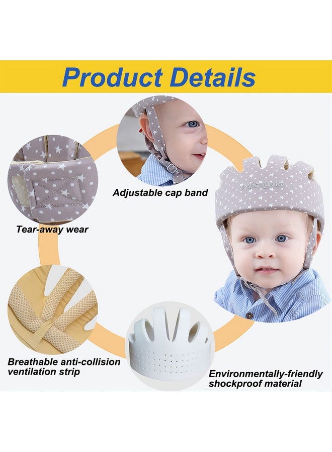 ESUPPORT Baby Adjustable Helmet Kid Soft Cushion Harnesses Cap Toddler Infant Hat When Learning To Crawl Walk Play (Star Grey) - Image 5
