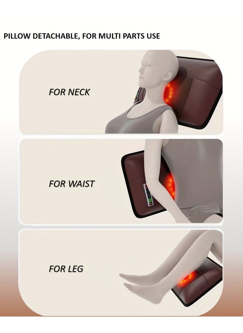 EzzySo Full Body Massage Mat With Neck Pressure Waist Hot Compress PU Leather Foldable Full Body Massage Mat Body Heating Massage Pad With Pillow Neck Shoulder Back Calf Leg Muscle Relax Suitable For Home Office Car  - Image 5