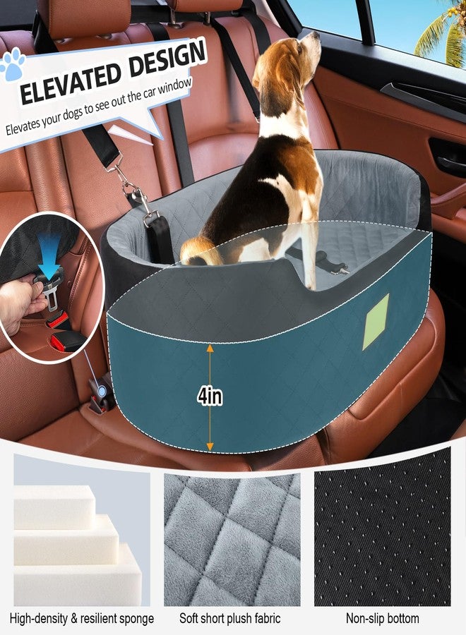 Feporen Dog Car Seat for Medium Dogs Up to 50 lbs, Pet Booster Seat for Cars SUVs and Trucks,Washable & Detachable Dog Car Bed with Safety Strap, Thick Cushion, Non-Slip Base(Black/Gray - Image 3