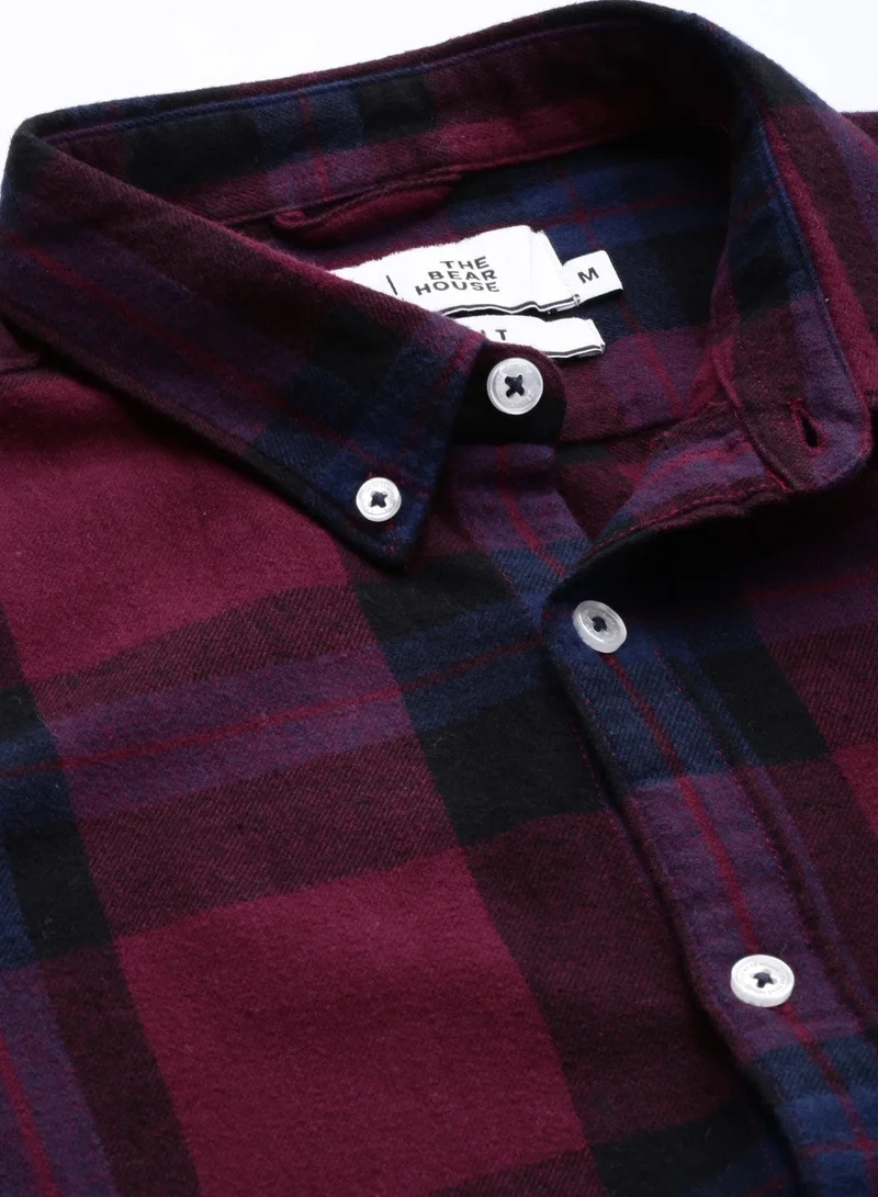 THE BEAR HOUSE  Men's Cotton Shirt | Casual & Formal Long Sleeve Slim Fit | Classic Button-Down, Office & Everyday Wear, Comfortable & Breathable Fabric for Men | Best Price UAE