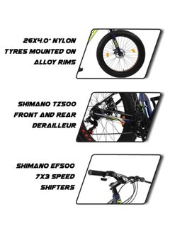 Vaux دراجة Vaux Joggers Fat Bike للرجال مع تروس 21 سرعة وإطار من سبائك الألومنيوم - دراجة ذات إطارات كبيرة للأولاد بعمر 15 عامًا مع إطارات 26 × 4.0 بوصة - شوكة تعليق أمامية قابلة للقفل وفرامل قرصية مزدوجة - صفراء  - Image 3
