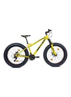 Vaux دراجة Vaux Joggers Fat Bike للرجال مع تروس 21 سرعة وإطار من سبائك الألومنيوم - دراجة ذات إطارات كبيرة للأولاد بعمر 15 عامًا مع إطارات 26 × 4.0 بوصة - شوكة تعليق أمامية قابلة للقفل وفرامل قرصية مزدوجة - صفراء  - Image 1