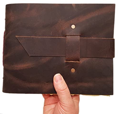Rustic Ridge Leather Small Vintage Leather Photo Album with Buckle Closure - Scrapbook Style Pages, Gift Box Included - Holds 100 4x6 or 5x7 Photos - Coffee Table Album, Memory Book - Image 2
