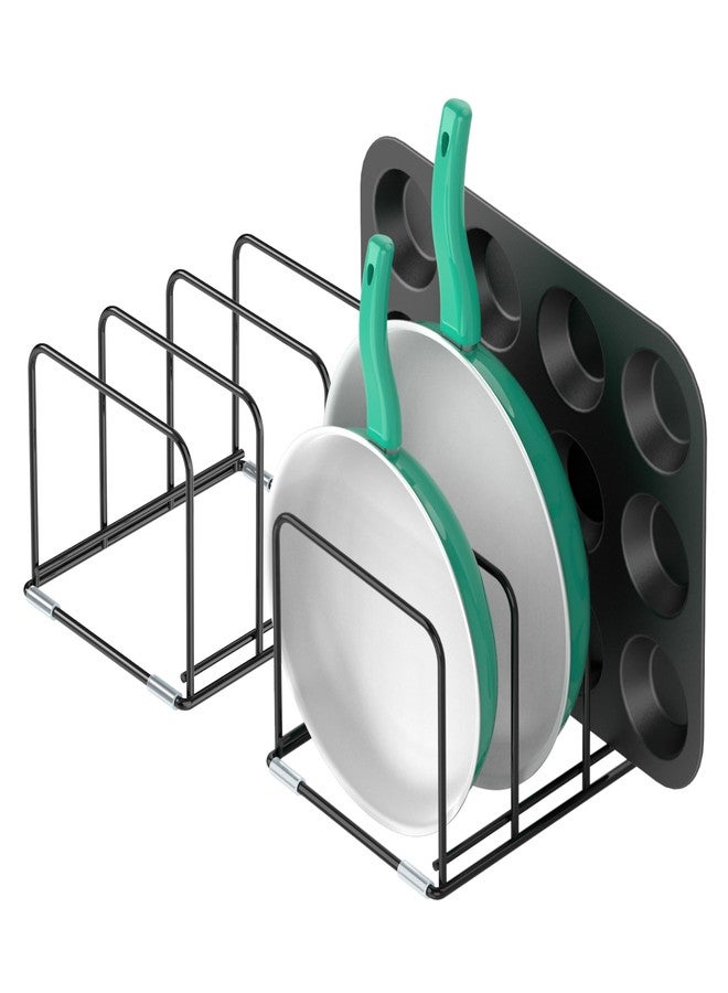 KORRTFID Kitchen Cabinet Organizer, 2PSC Steel Cookware Holder, Divided Holder with 3 Slots for Skillets Baking Tray and Chopping Board Rack - Pan Holder Storage (2.2 Inch Width Slots) - Image 1