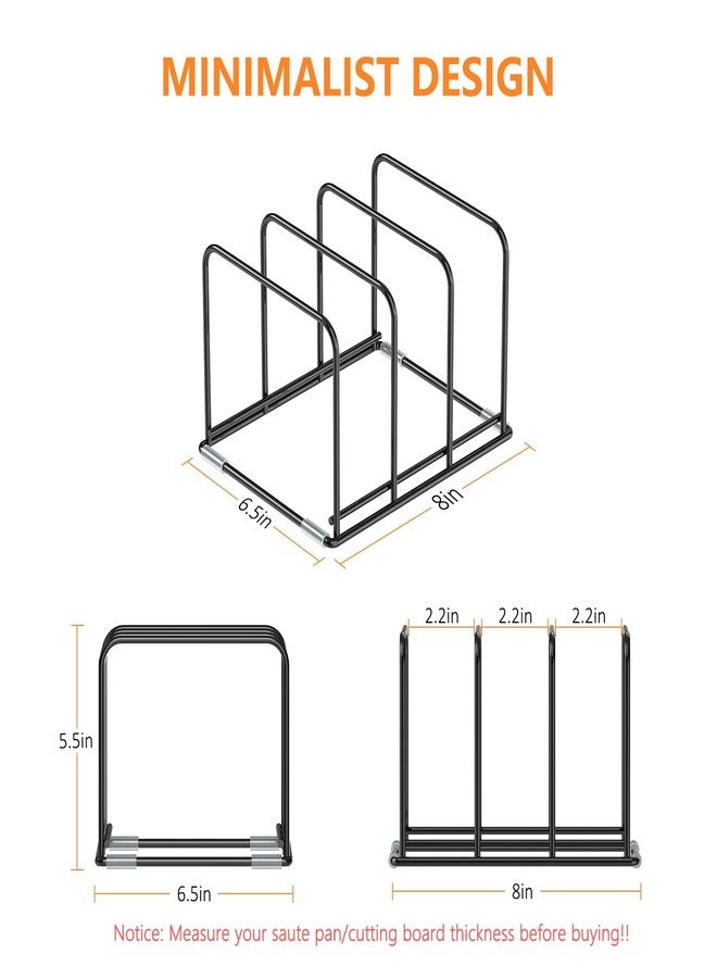 KORRTFID Kitchen Cabinet Organizer, 2PSC Steel Cookware Holder, Divided Holder with 3 Slots for Skillets Baking Tray and Chopping Board Rack - Pan Holder Storage (2.2 Inch Width Slots) - Image 2