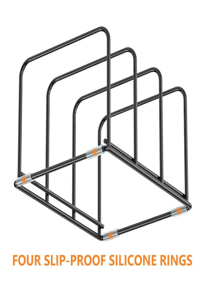 KORRTFID Kitchen Cabinet Organizer, 2PSC Steel Cookware Holder, Divided Holder with 3 Slots for Skillets Baking Tray and Chopping Board Rack - Pan Holder Storage (2.2 Inch Width Slots) - Image 3