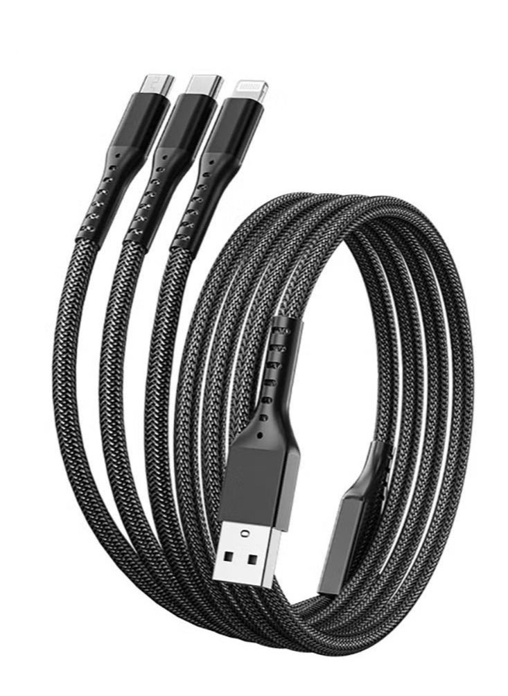 Generic 3-in-1 fast charging cable type-c Micro USB port 1.2m universal short charger cable 5A fast data synchronous charging  - Image 1