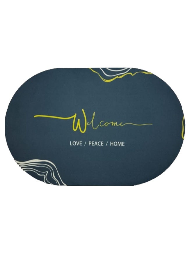 Super absorbent, quick drying and anti-slip floor mat, oval design for bathroom - Image 1