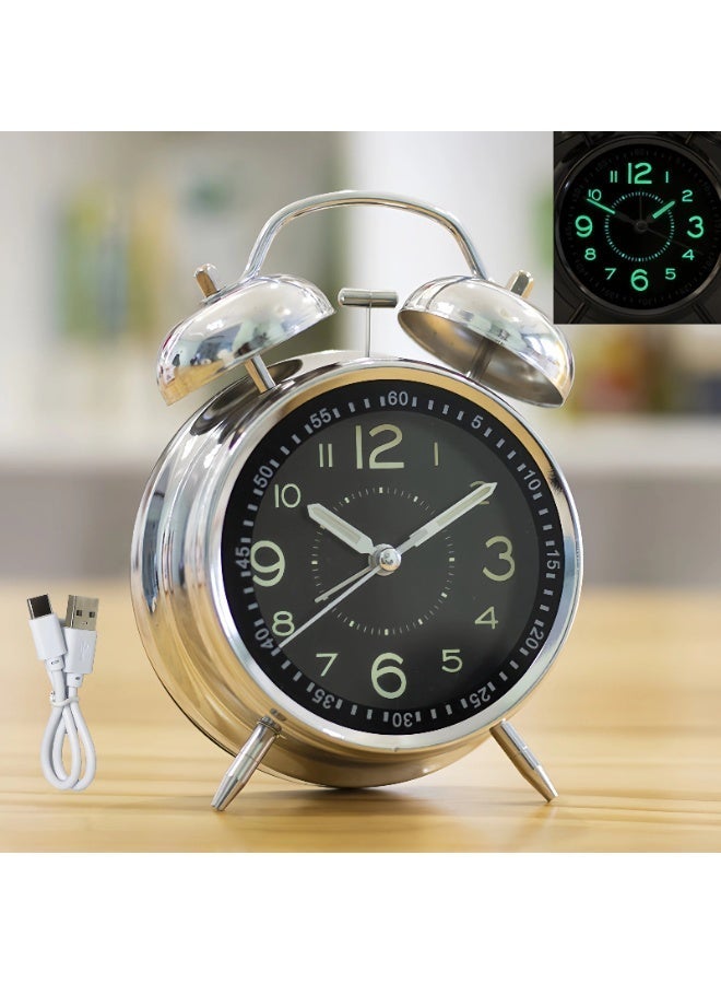 ساعة منبه معدنية عالية جدا تصدر صوتا عاليا للاستيقاظ، طاولة بجانب السرير، منبه ميكانيكي على الطراز الأوروبي - Image 1