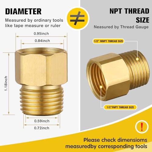 APLWY [2-Pack] APLWY 1/2" Female NPT x 1/2" Male NPT Brass Pipe Fitting Reducer Adapter (1/2"M x 1/2"F) - Image 2