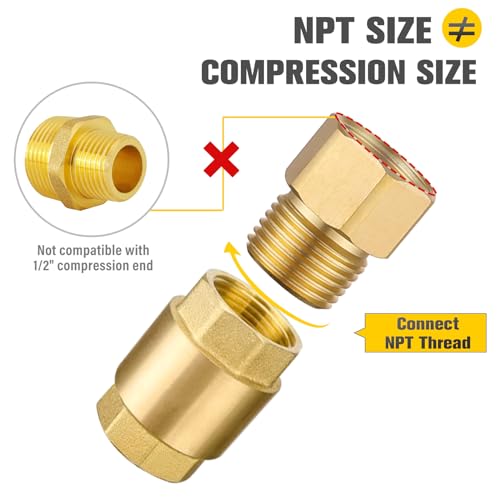 APLWY [2-Pack] APLWY 1/2" Female NPT x 1/2" Male NPT Brass Pipe Fitting Reducer Adapter (1/2"M x 1/2"F) - Image 5