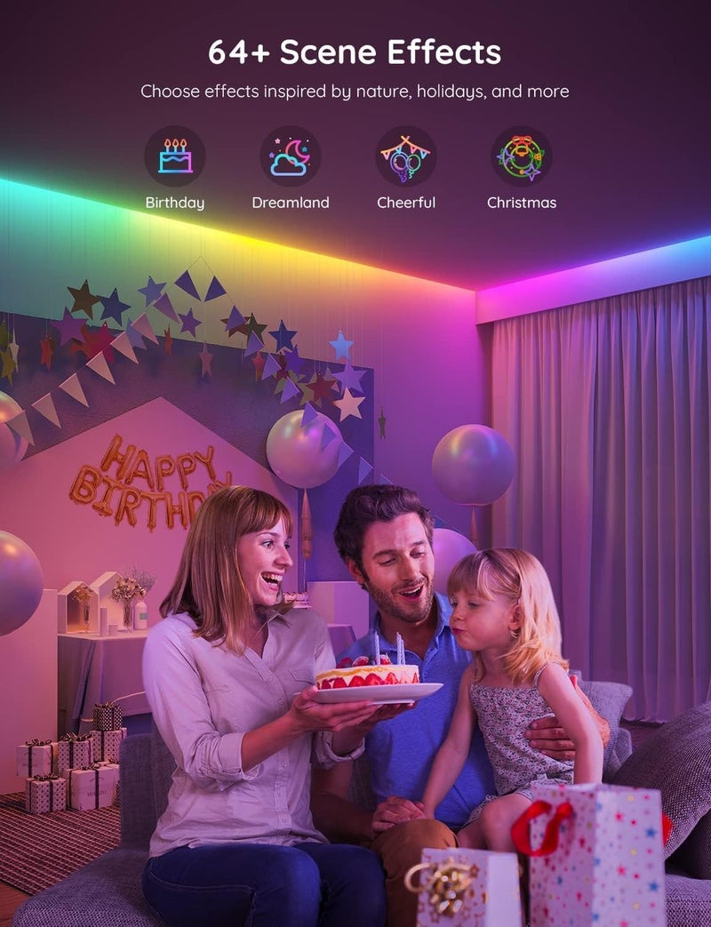 جوفي شريط إضاءة LED RGBIC بطول 20 مترًا، أضواء LED ذكية لغرفة النوم، تحكم عبر تطبيق البلوتوث، ألوان متعددة DIY على خط واحد، مزامنة الموسيقى [فئة الطاقة G] - Image 5