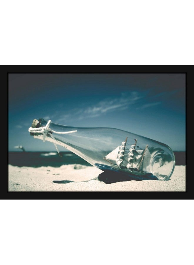 Mad Masters Ship In Ocean Scenery Painting Aesthetic Hanging Photo Frame Decorative Item Home Decoration and Wall Decor for Living Room and Bedroom (MM 1323, 12x18 Inch, Paper, With Plexi Glass) - Image 1