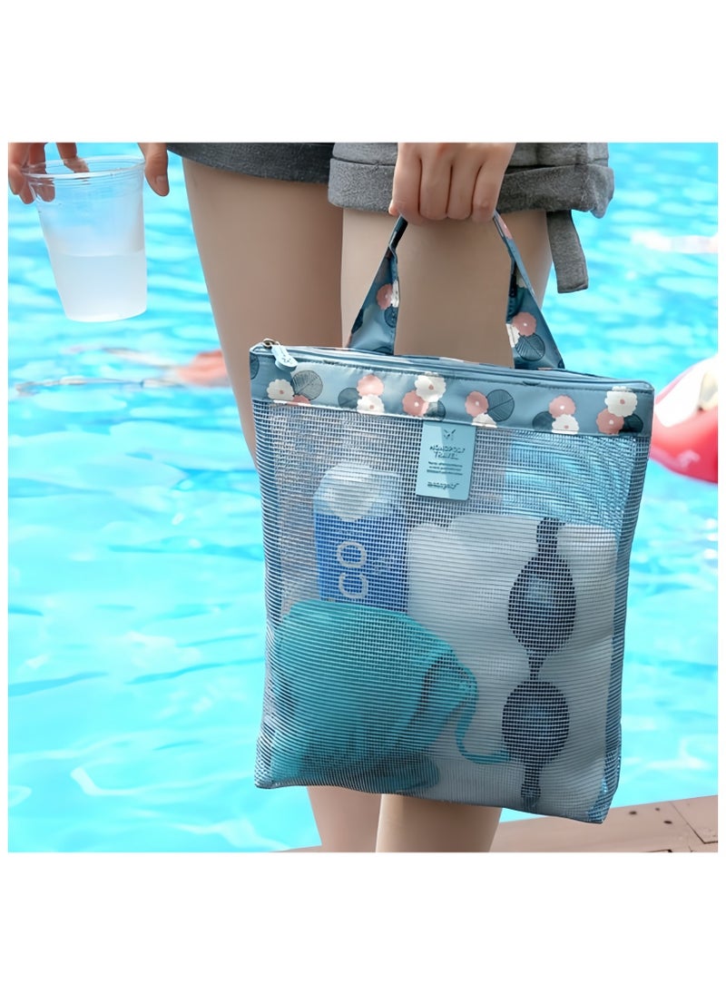 DRAVEN - GG - Beach Bag  Travel Toiletry Bag Make Up Bags Foldable Handy Pouch for Sport Beach Swimming Pool Family Picnic Shopping Transparent Portable Polyester Summer Useful Bag - Image 1