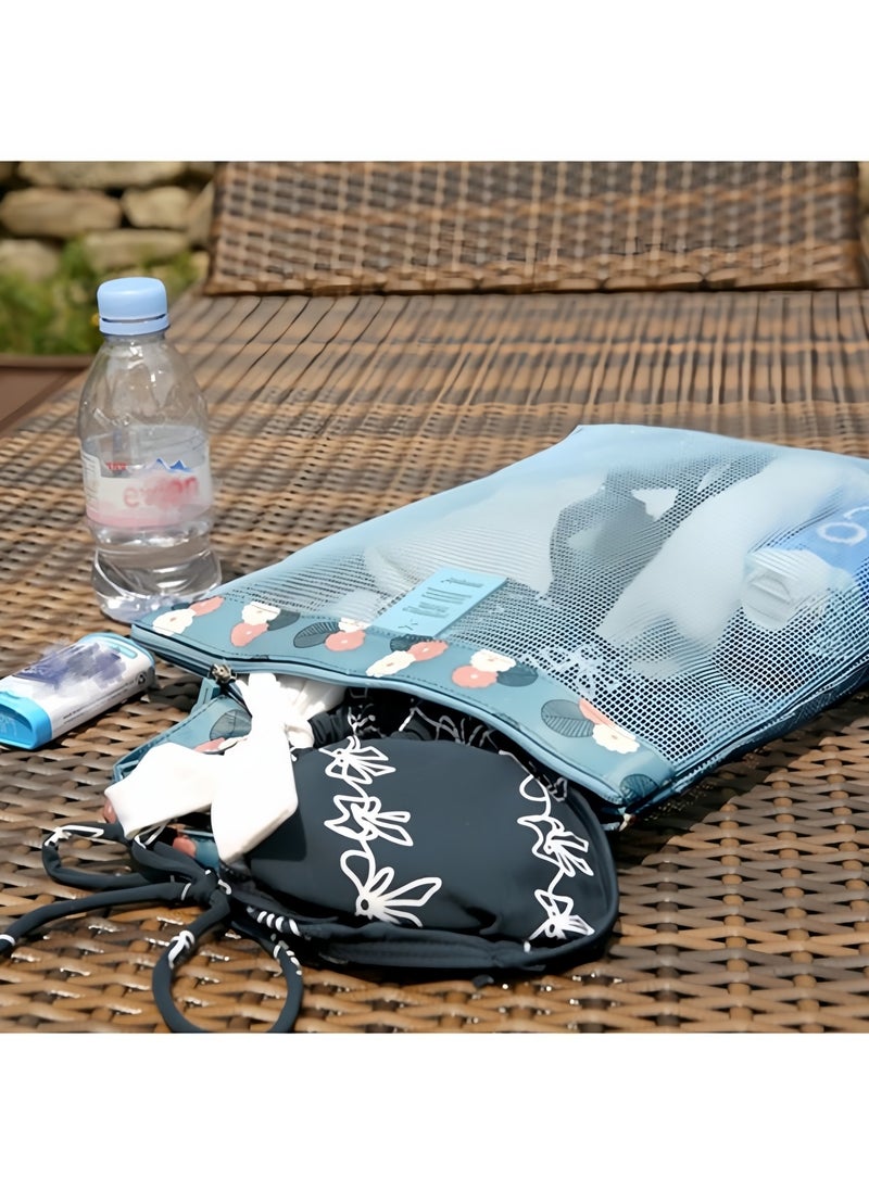 DRAVEN - GG - Beach Bag  Travel Toiletry Bag Make Up Bags Foldable Handy Pouch for Sport Beach Swimming Pool Family Picnic Shopping Transparent Portable Polyester Summer Useful Bag - Image 1