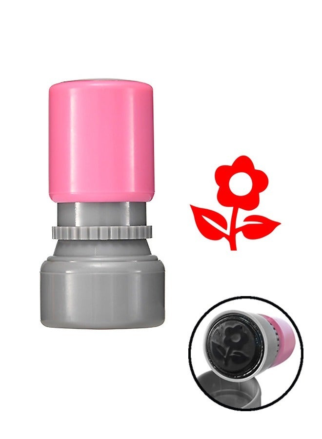 Teacher Self Inking Stamps, Cartoon Flower Reward Stamps Praise Stickers Teacher Motivational Comments Stamp (Pink+Grey) - Image 1