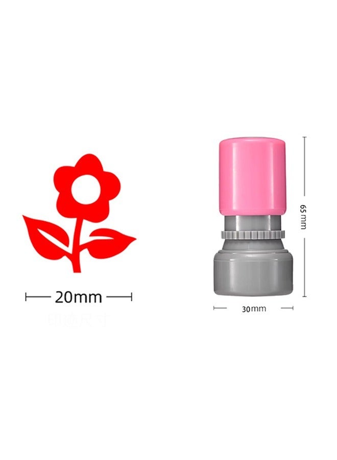 Teacher Self Inking Stamps, Cartoon Flower Reward Stamps Praise Stickers Teacher Motivational Comments Stamp (Pink+Grey) - Image 2