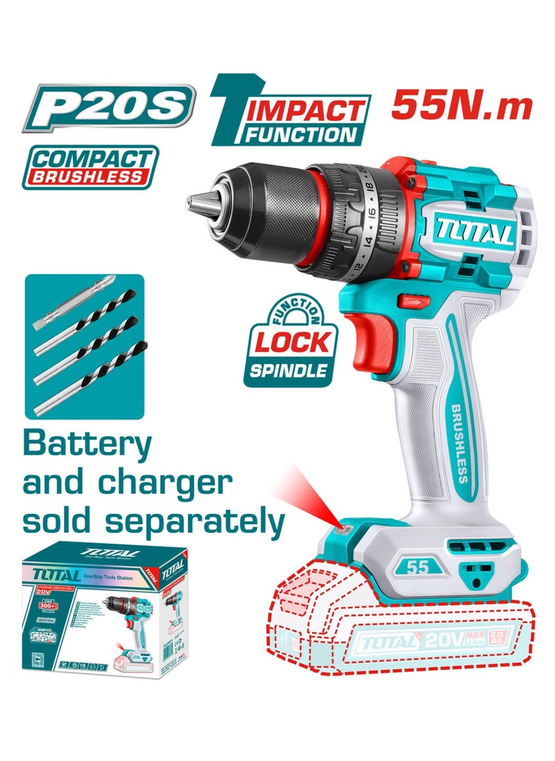 TOTAL - TOTAL Impact driver, 20 volt, brushless, 55 Newtons (without battery and charger), from Total, model TIDLI205581 - Image 1